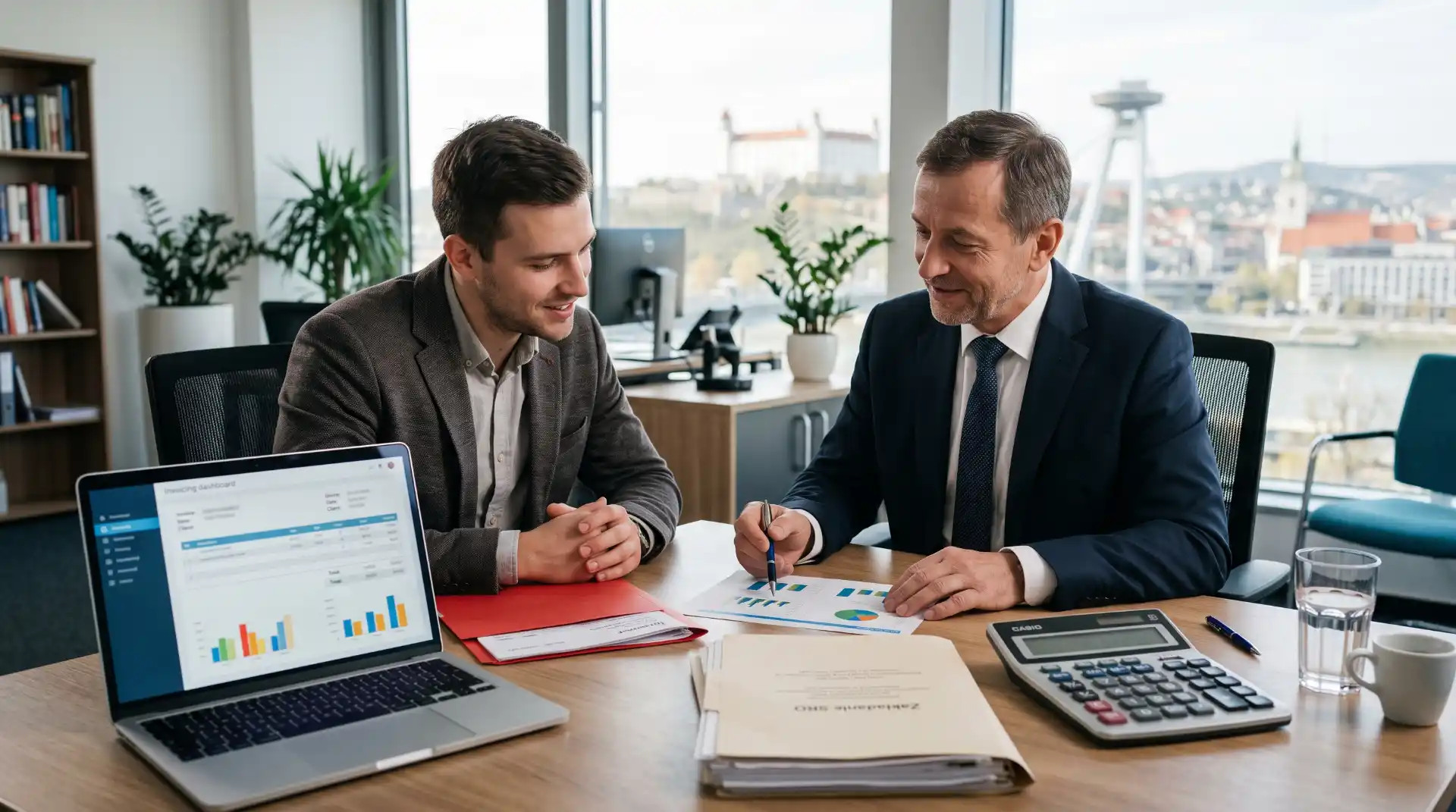 Ein neuer Unternehmer gründet eine GmbH und lässt sich bezüglich der Umsatzsteueranmeldung beraten.