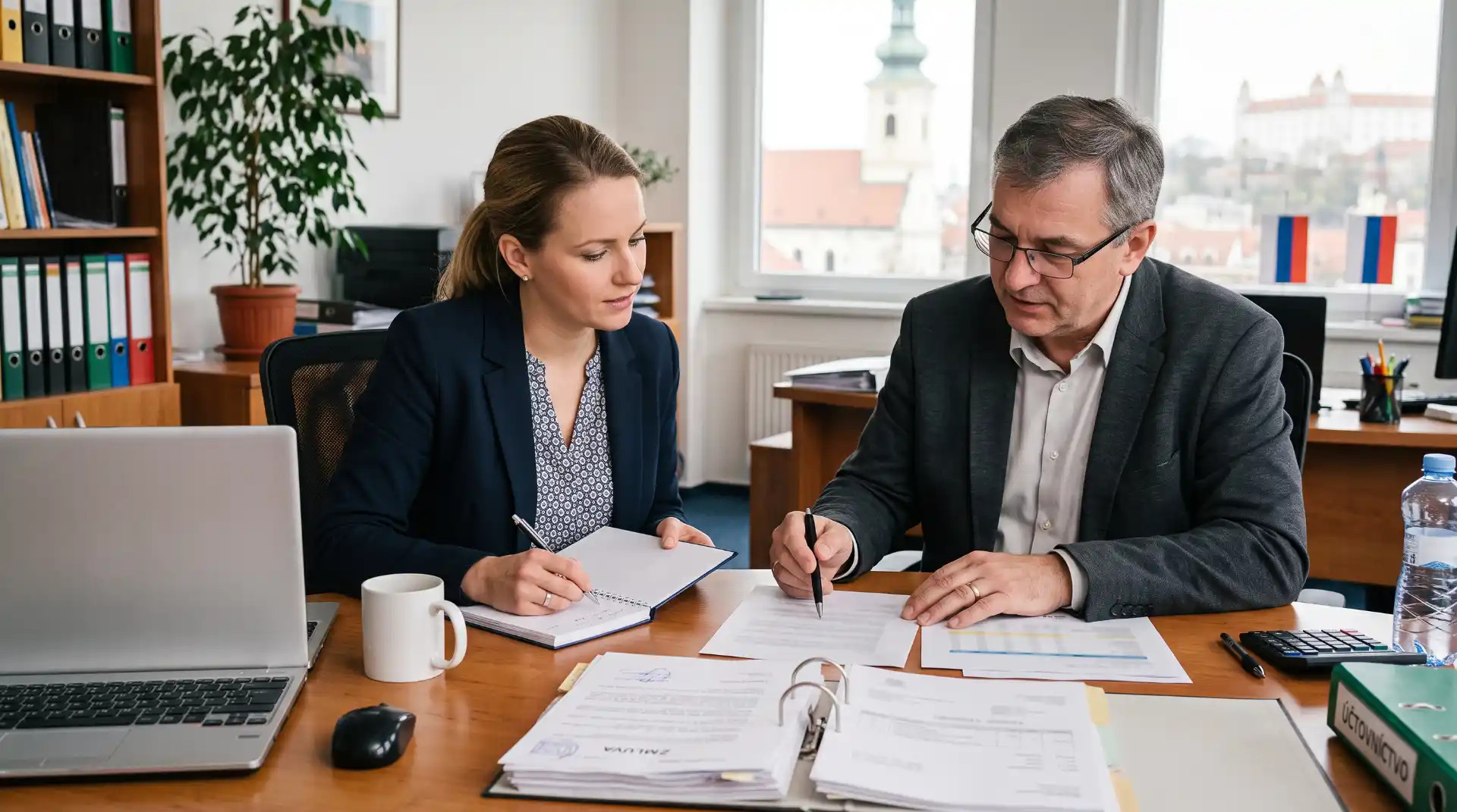 Der Unternehmer bespricht die freiwillige Umsatzsteuerregistrierung mit seinem Berater.