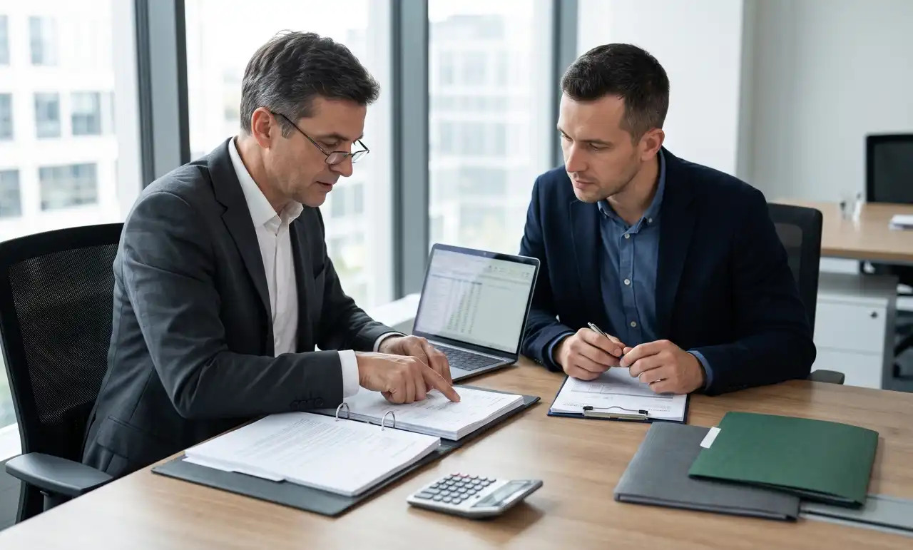 The client and the consultant check the registration status, documentation and history of a Czech ready-made company registered for VAT.
